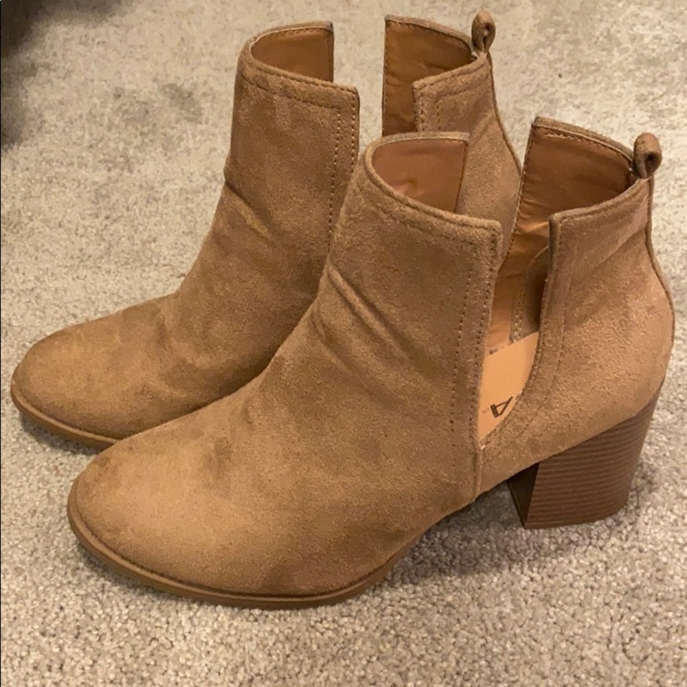 SODA suede beige booties, size 8.5